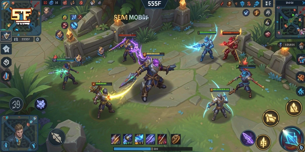 Tampilan menarik dari gameplay 555F dalam aksi MOBA.