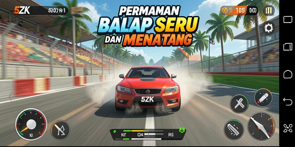 Tampilan gameplay balap yang menegangkan di 5ZK.