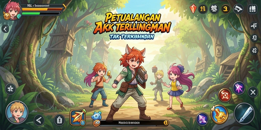 Menampilkan karakter anime dalam aksi pertempuran yang mendebarkan.