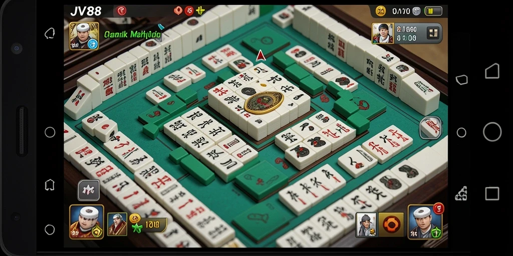 Tangkapan layar utama JV88 menampilkan gameplay Mahjong yang mendebarkan.
