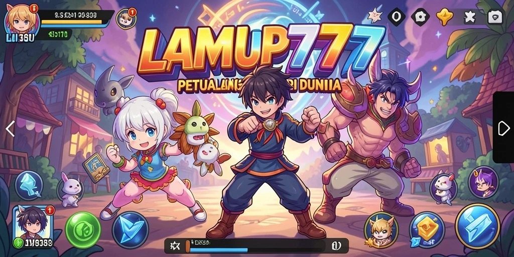 Tampilan gameplay LAMPU777 yang menampilkan petualangan seru di dunia anime.