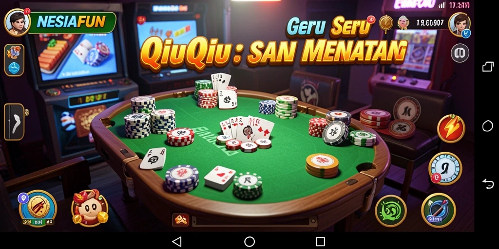 Screenshot utama NESIAFUN menampilkan aksi seru dalam permainan QiuQiu.