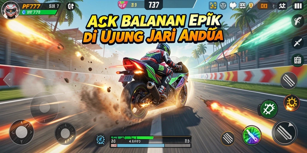 Tampilan gameplay PF777 yang menegangkan saat balapan.