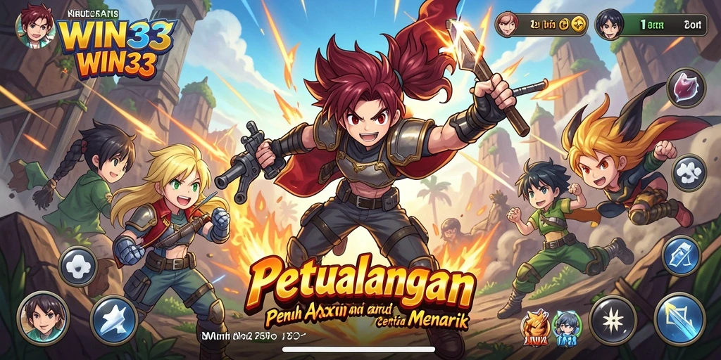 Tampilan gameplay <strong>WIN33</strong> yang menampilkan karakter anime dalam aksi seru.