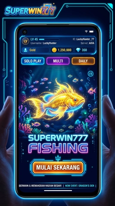 Screenshot aplikasi superwin777 menunjukkan berbagai kategori aplikasi yang tersedia.